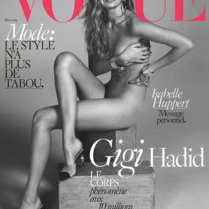 Gigi Hadid posing nude for Vogue