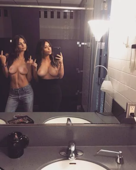 Em Rata and Kim Kardashian Topless selfie