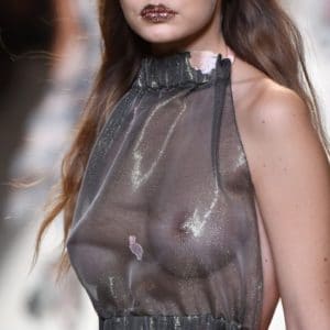 Gigi Hadid boobs on runway fendi