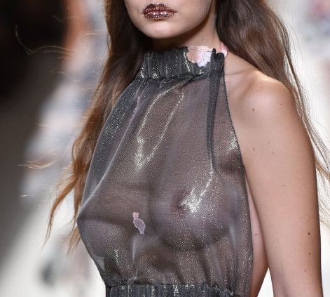 Gigi Hadid boobs on runway fendi