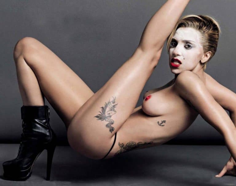 Lady Gaga topless with leg up for V Magazine