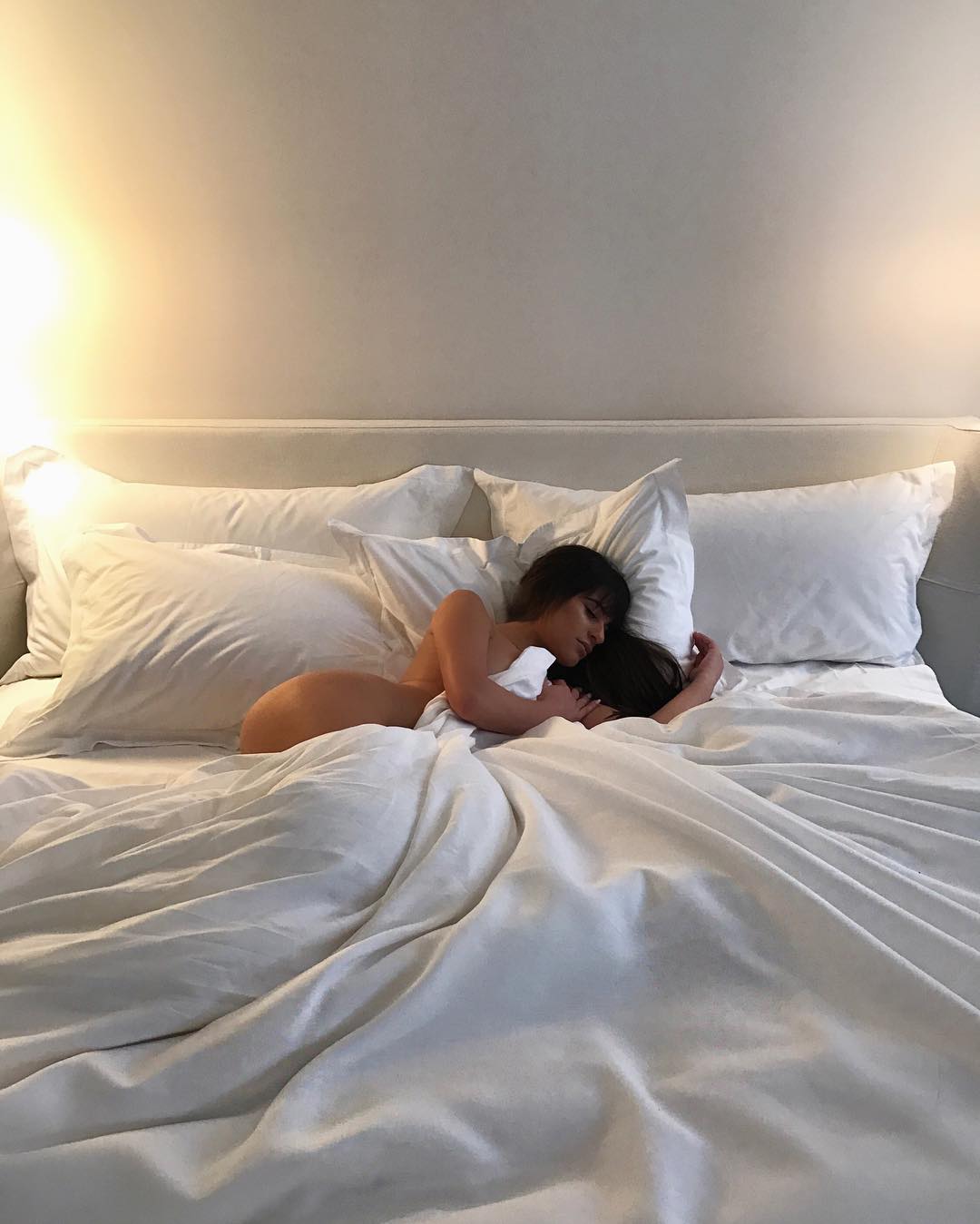 Lea Michele nude in bed