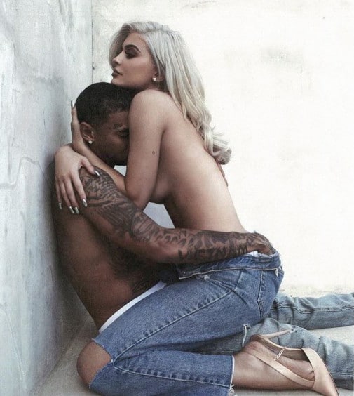 celeb kylie jenner topless while tyga has his head in her boobs and is grabbing her ass