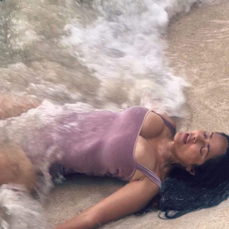 Salma Hayek giant tits ocean Instagram