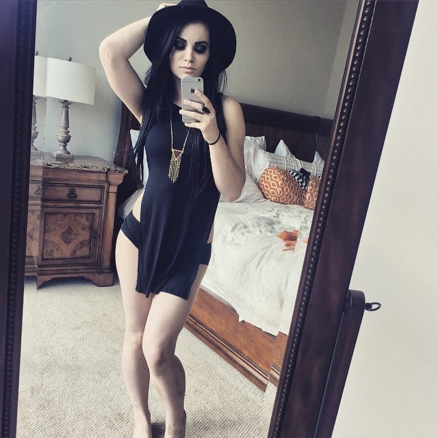 leaked photo of paige wwe in sexy mirror pic with hat on