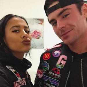 instagram pic of zac efron and sami miro with leather jackets on
