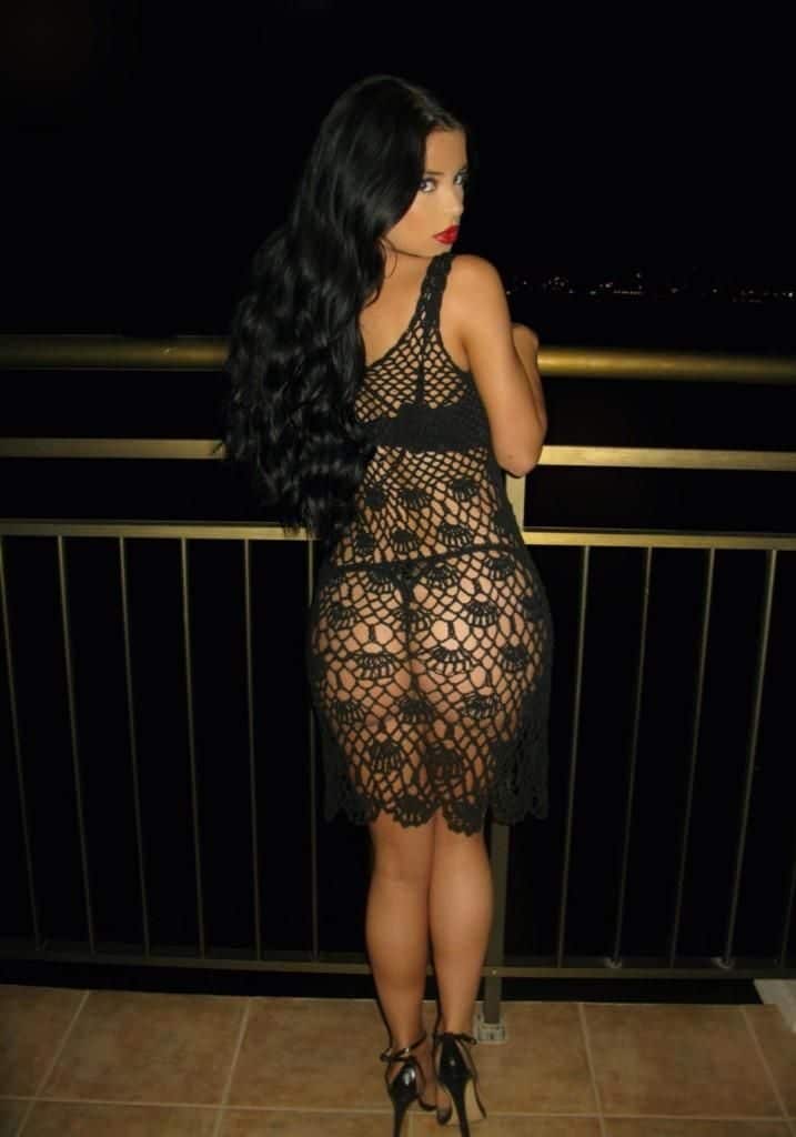 Demi Rose Mawby in a see through dress showing off her big butt