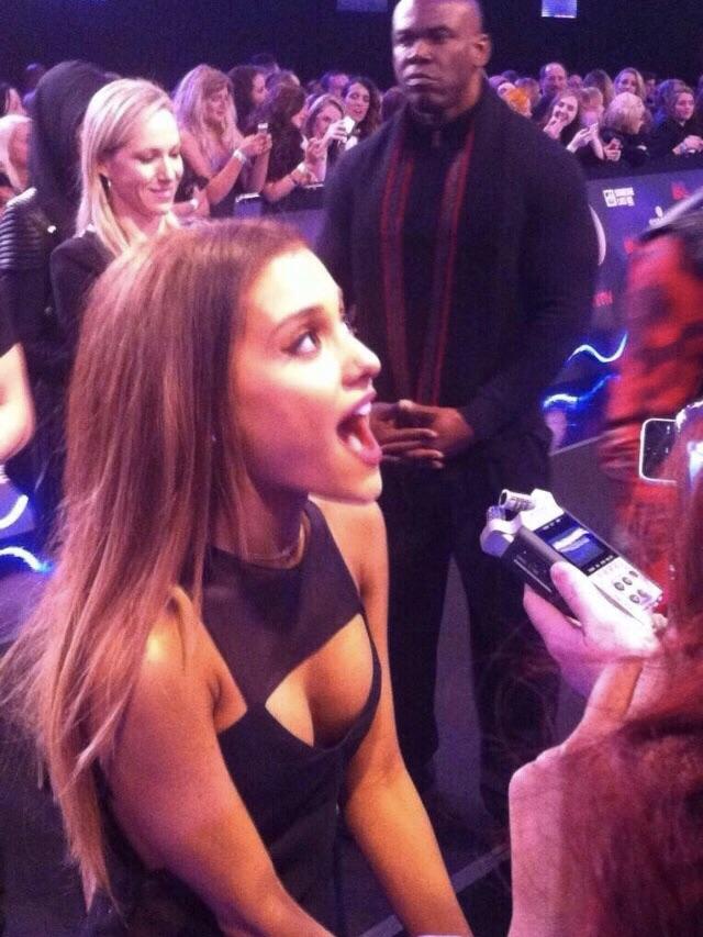 Ariana Grande mouth open cum